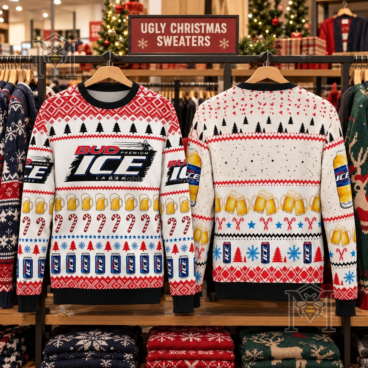 Bud Ice Lager Beer Christmas Ugly Sweater - photo 3