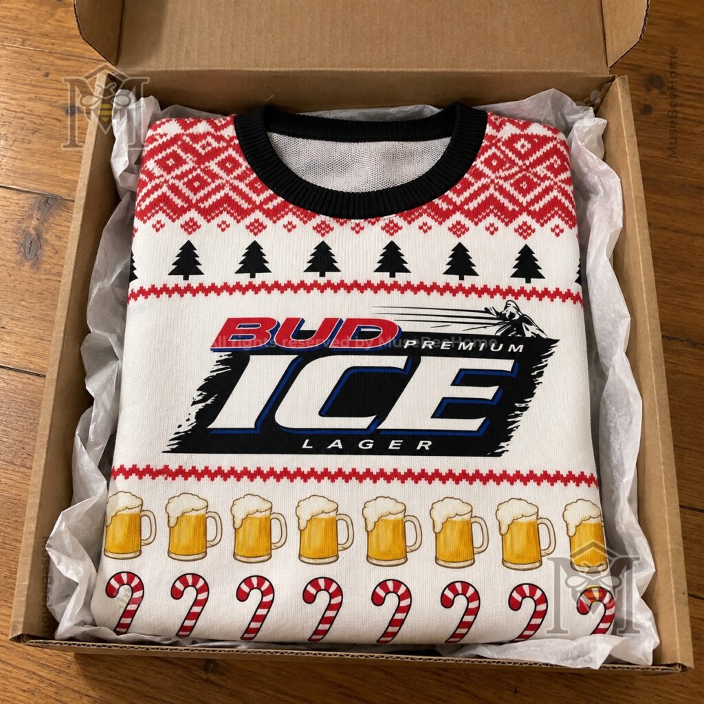 Bud Ice Lager Beer Christmas Ugly Sweater - photo 4