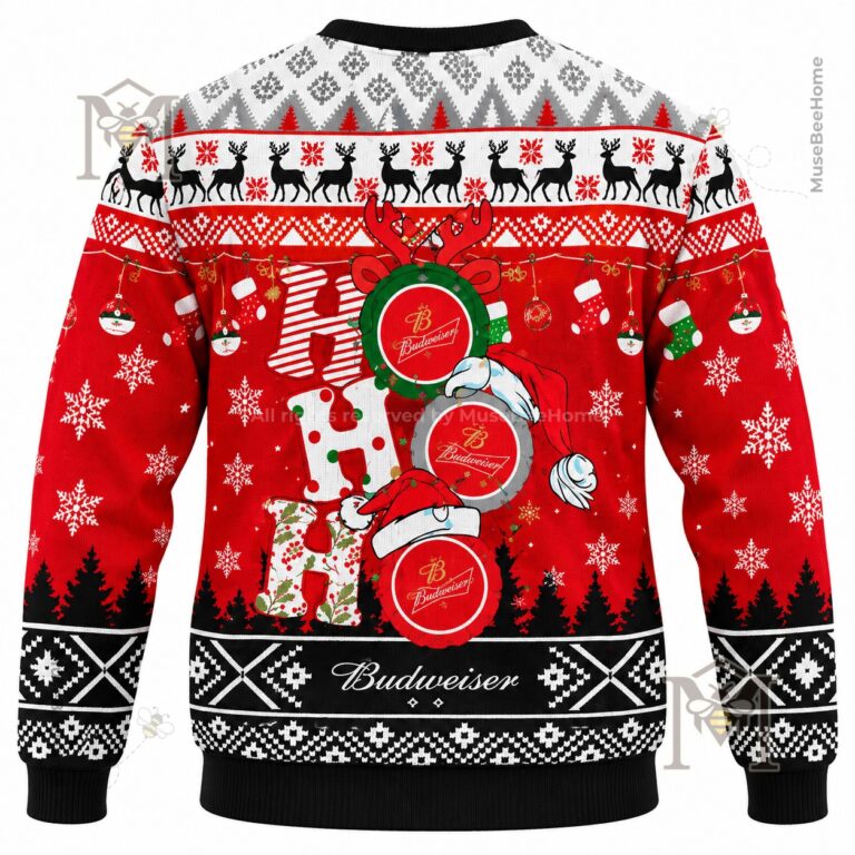 Budweiser Ho Ho Ho Snowy Funny Ugly Christmas Sweater - photo 2