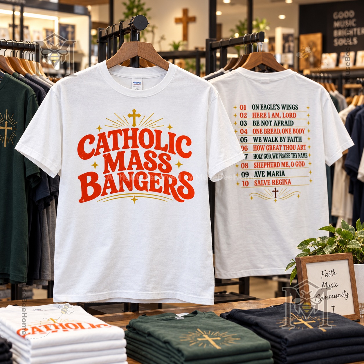 Catholic Mass Bangers Vintage Printed T-Shirt - photo 3