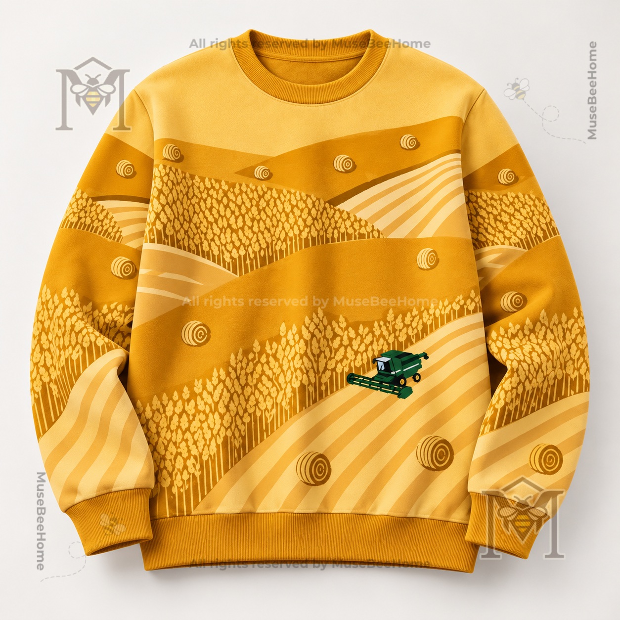 Combine Harvester Wheat Field Farming Shirt - photo 2