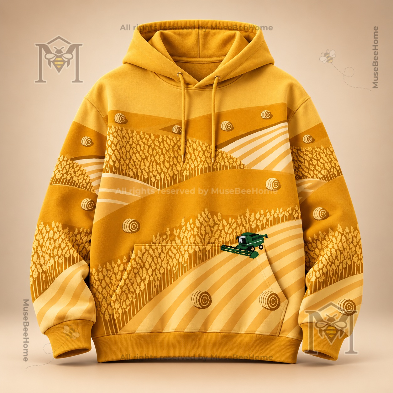 Combine Harvester Wheat Field Farming Shirt - photo 3