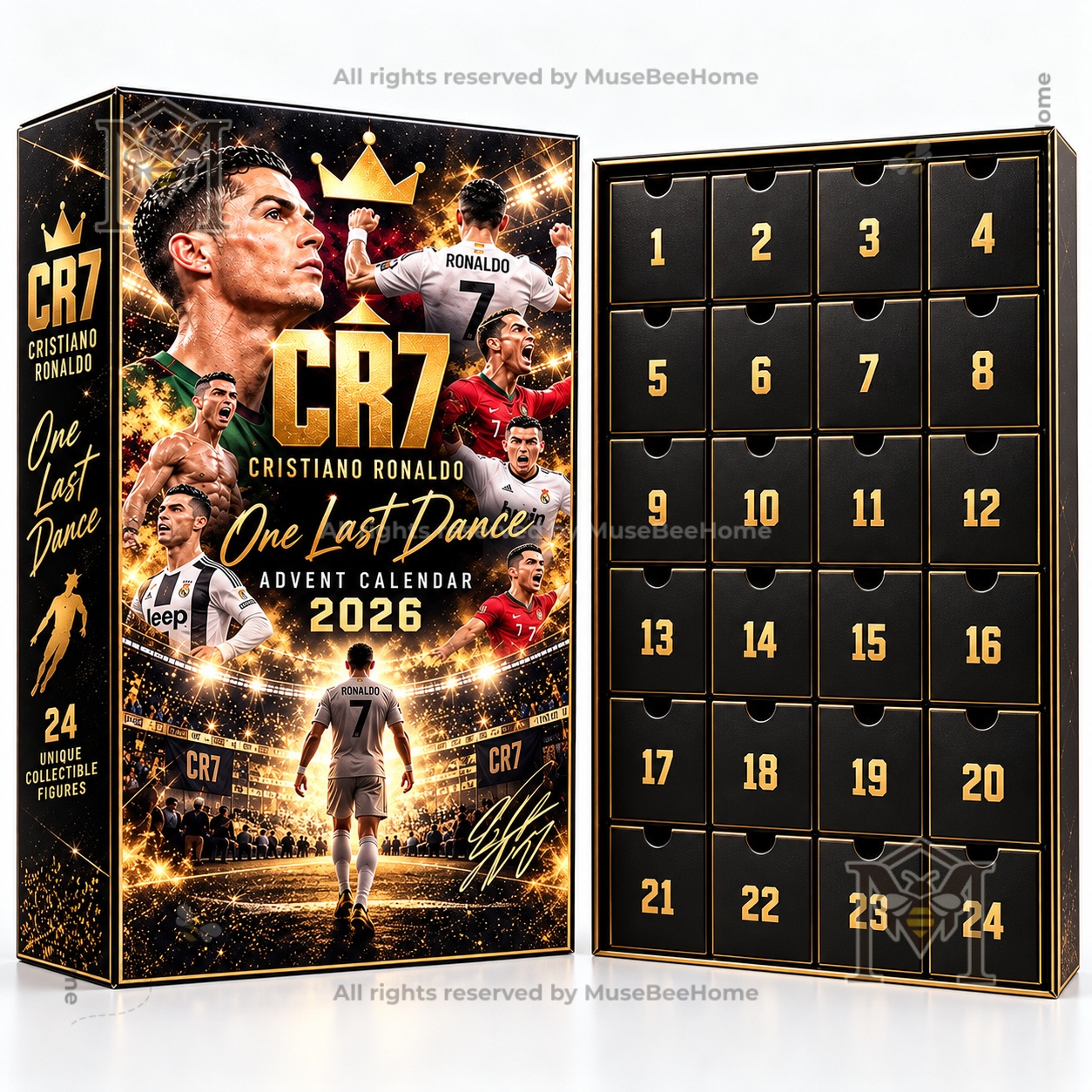 Cristiano Ronaldo One Last Dance 2026 Advent Calendar - side panel showing CR7 branding