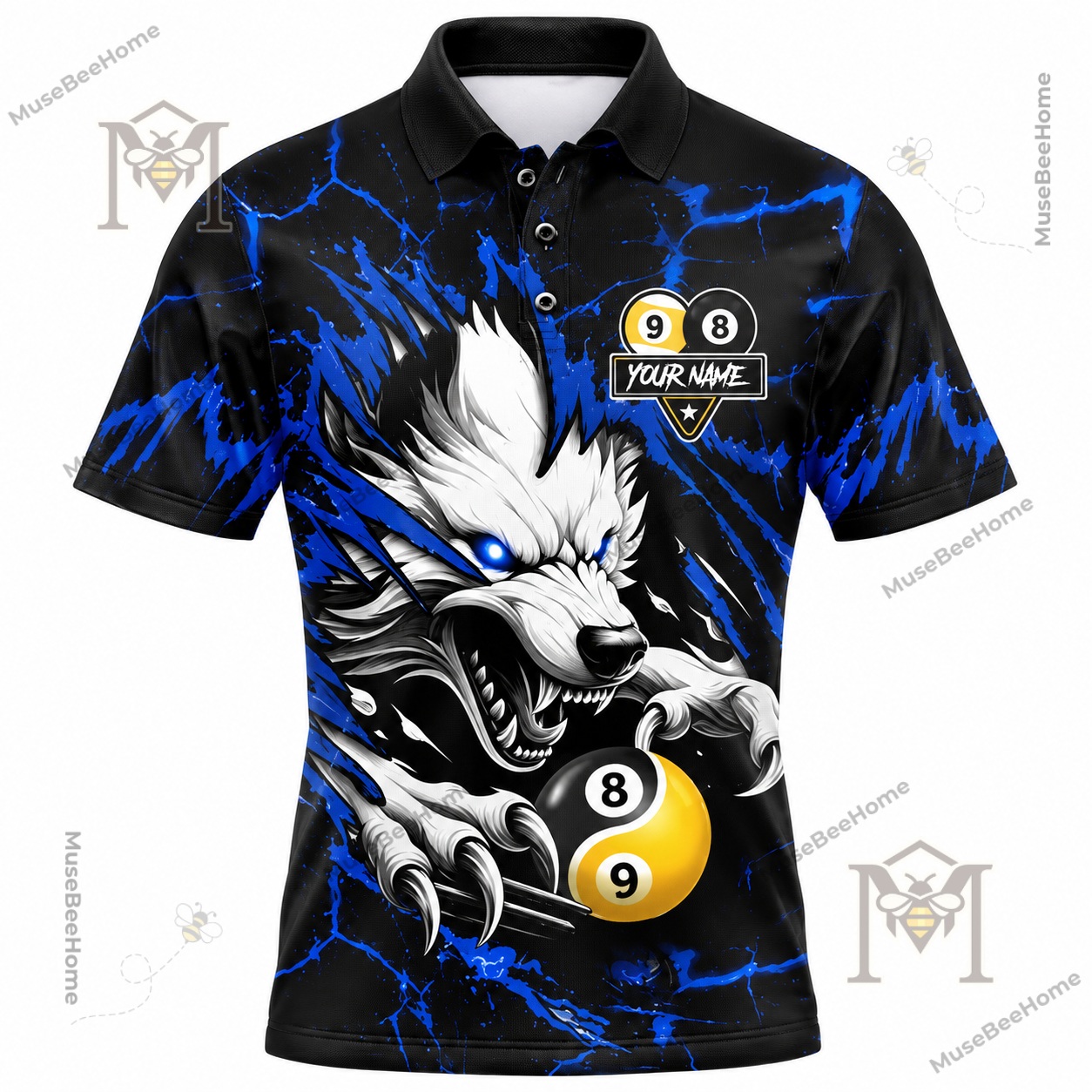 Custom Wolf 8 Ball and 9 Ball Billiards Polo - photo 3