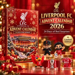 Liverpool Football Club 2026 advent calendar front box with festive stadium artwork