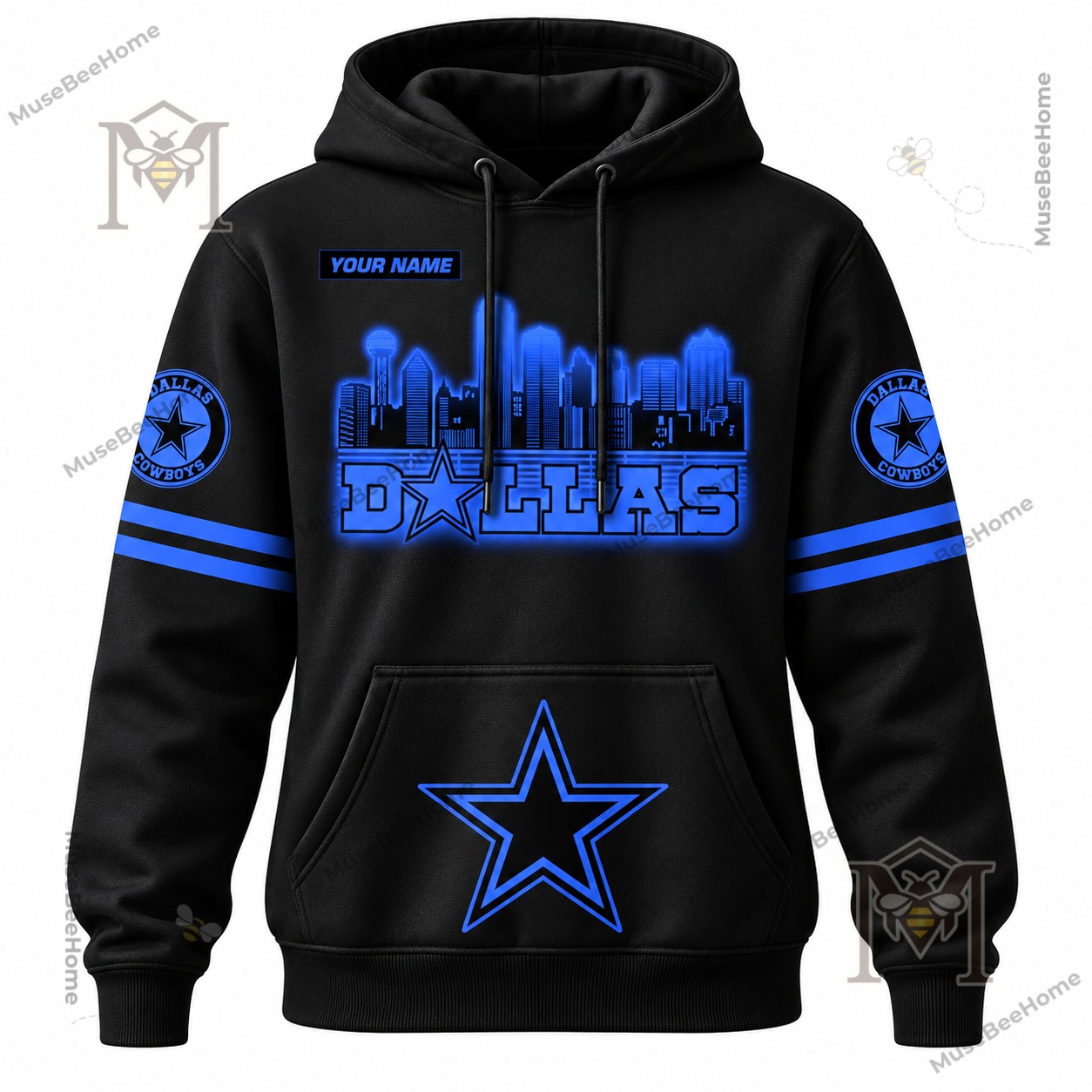 Dallas Cowboys Back In Black Personalized Hoodie - photo 2