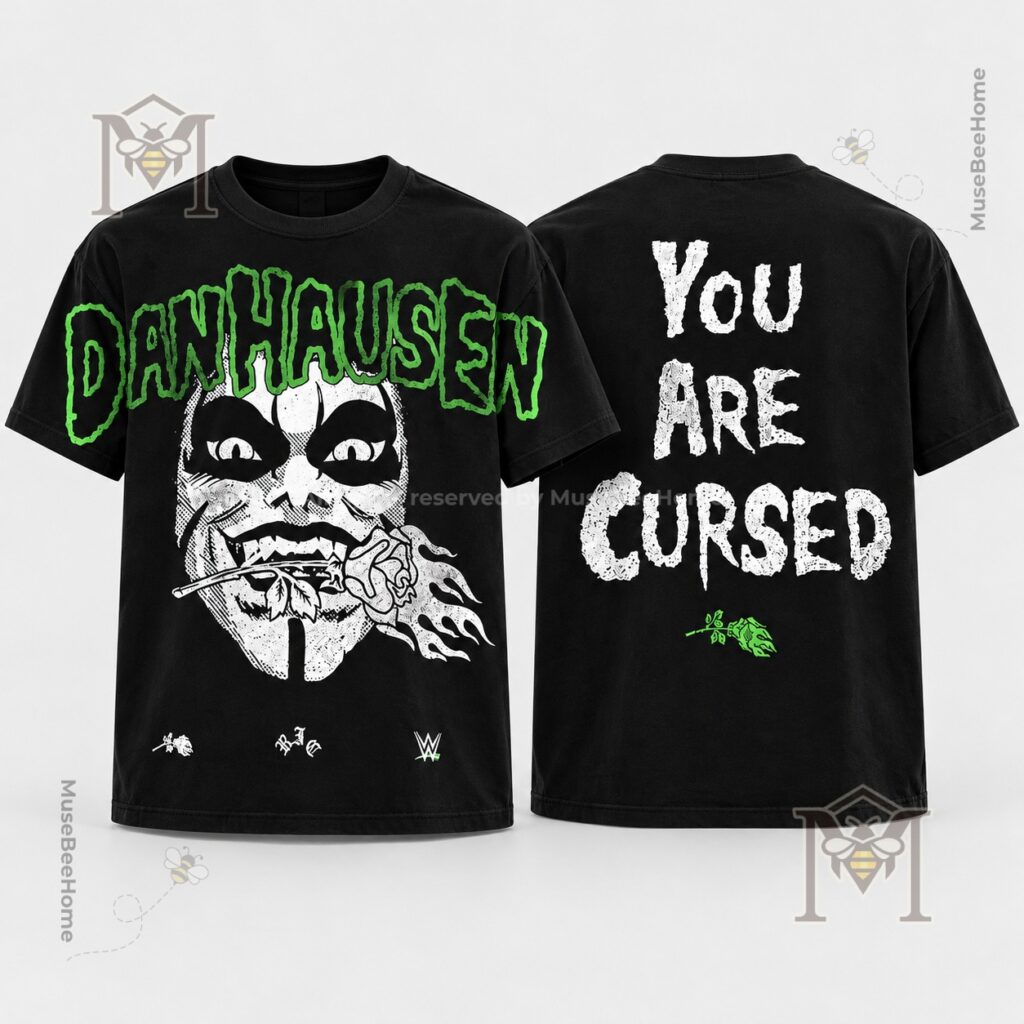 Danhausen x Civil Regime You Are Cursed Burning Rose T-Shirt showing front and back graphics