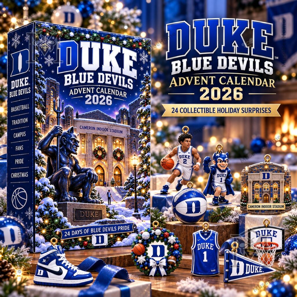 Duke Blue Devils Advent Calendar 2026 – Front box and basketball-themed collectibles Duke Blue Devils Advent Calendar 2026 - front box and basketball-themed collectibles displayed