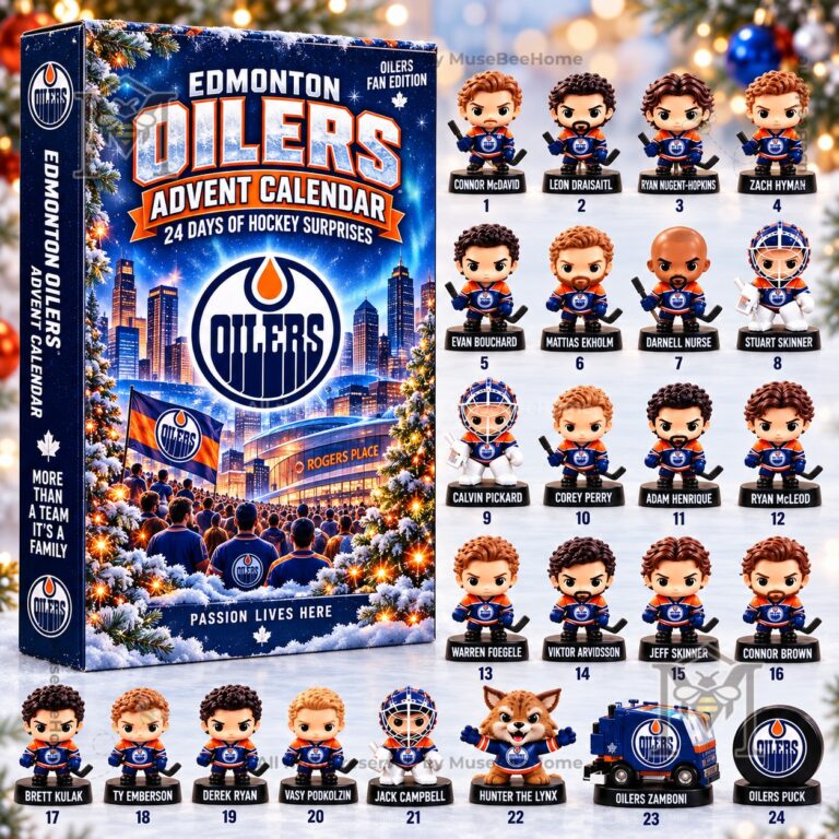 Edmonton Oilers Fan Edition Advent Calendar - close-up of Oilers crest and title
