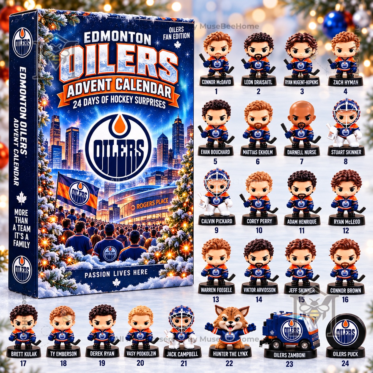 Edmonton Oilers Fan Edition Advent Calendar - close-up of Oilers crest and title
