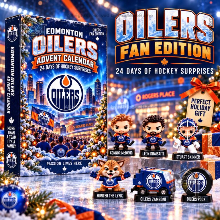 Edmonton Oilers Fan Edition Advent Calendar - front view of illustrated team box