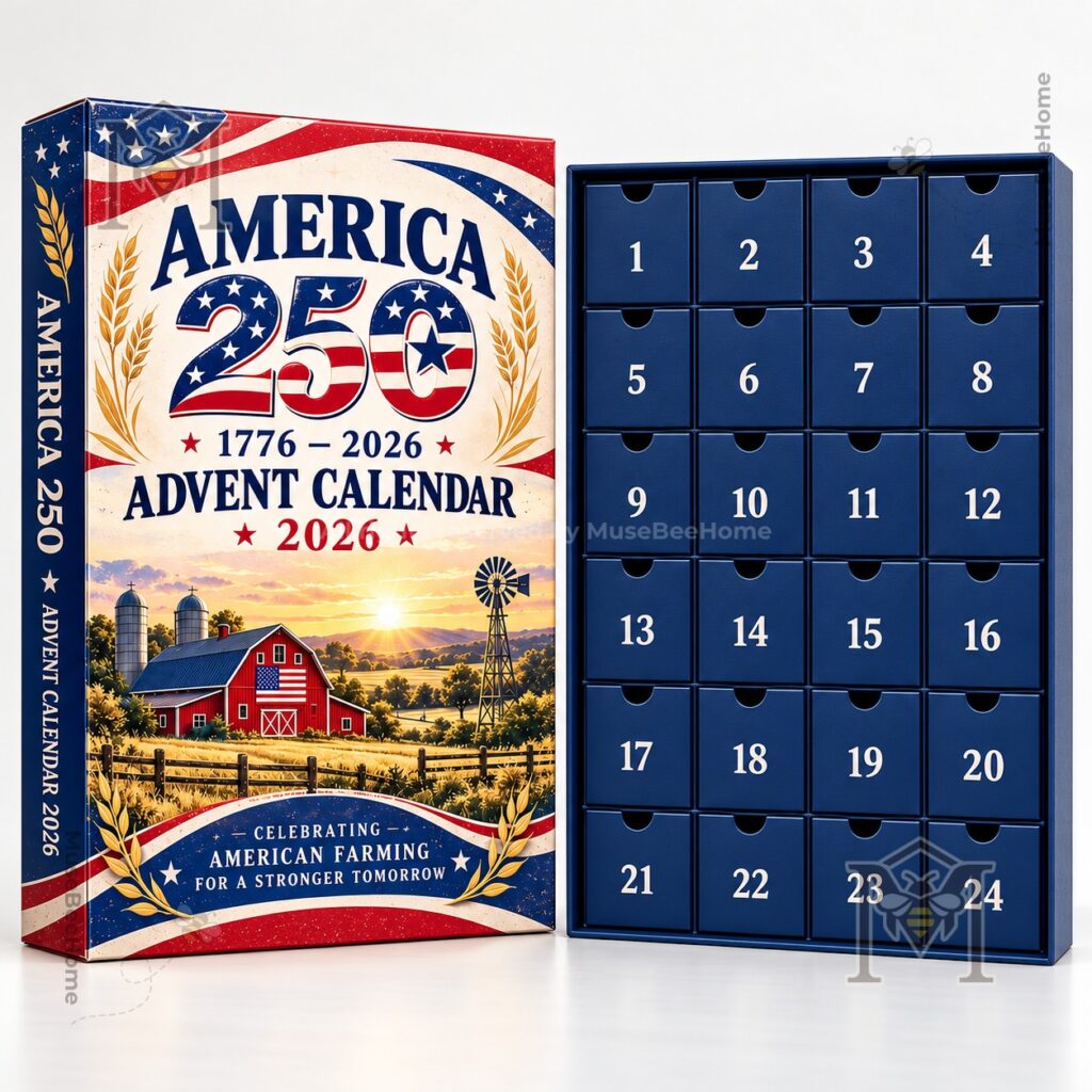 Farming x America 250th Anniversary Advent Calendar 2026 - side spine with title