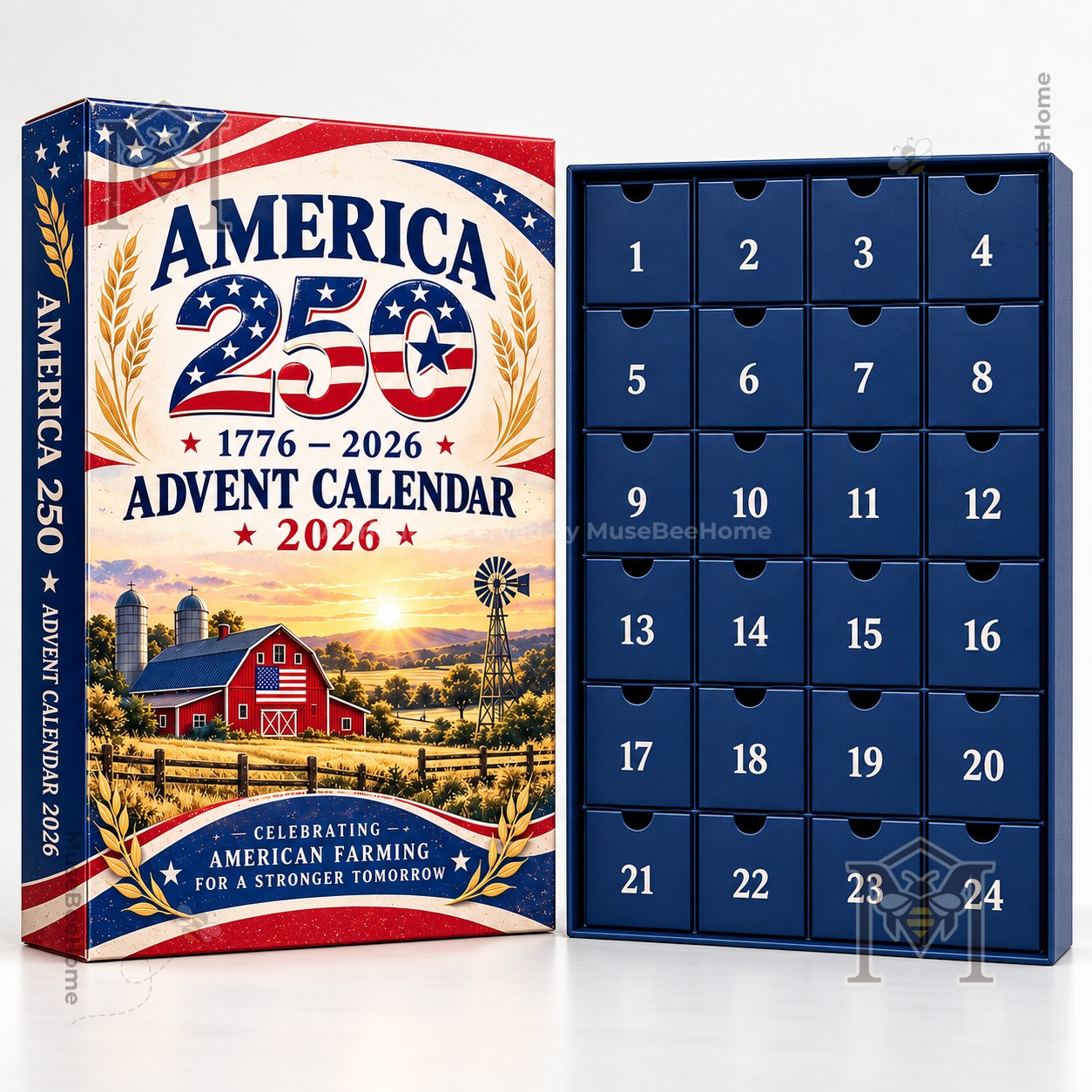 Farming x America 250th Anniversary Advent Calendar 2026 - side spine with title