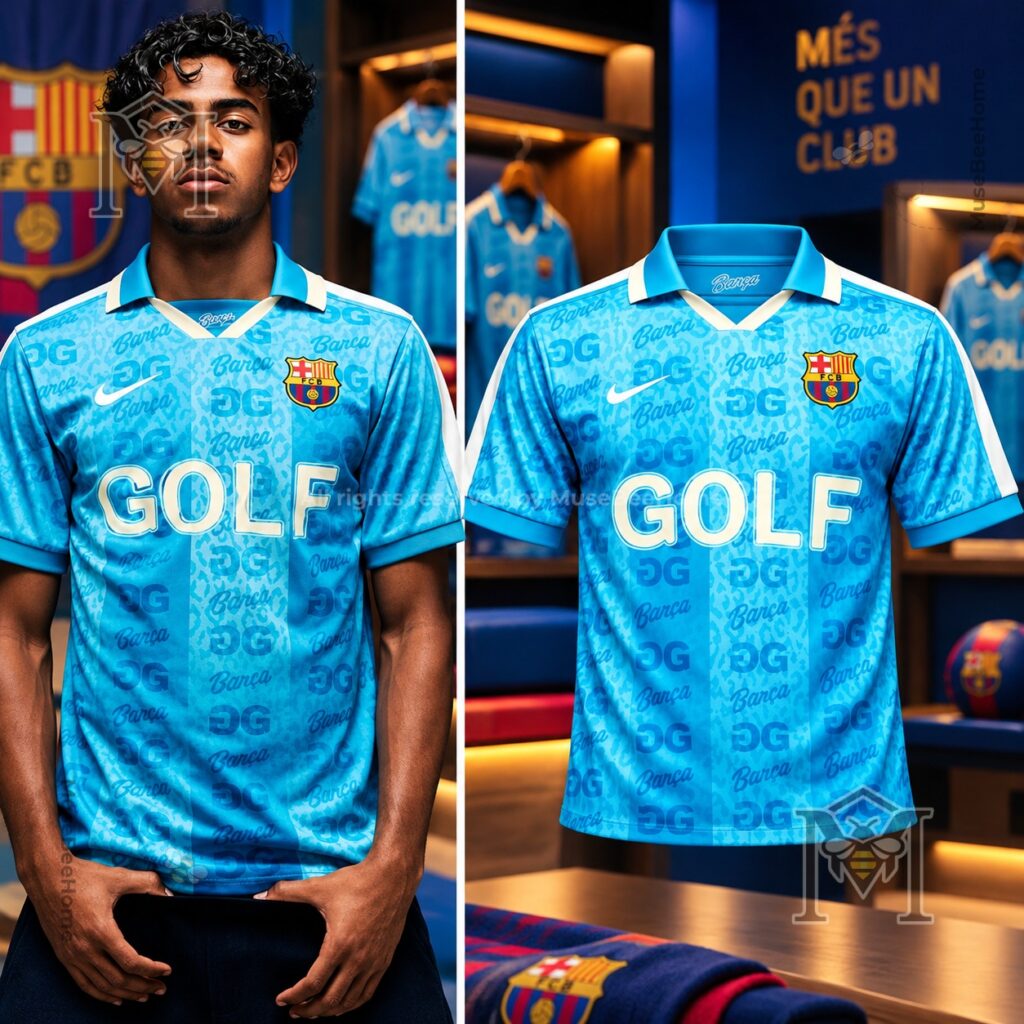 FC Barcelona Tyler The Creator GOLF WANG Football Jersey - worn front view