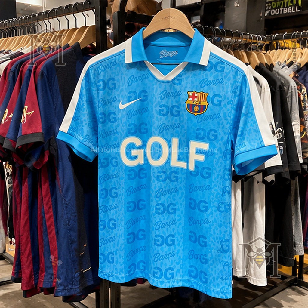 FC Barcelona Tyler The Creator GOLF WANG Football Jersey - collar and sleeve details