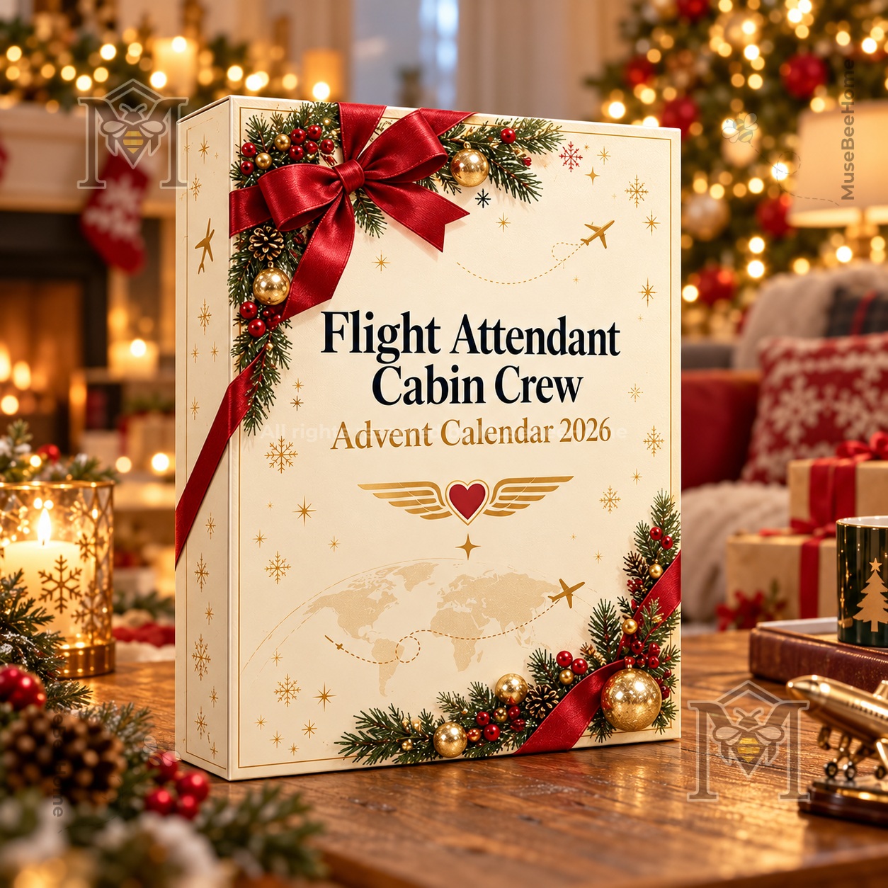 Flight Attendant Cabin Crew 2026 Advent Calendar - front box view with Christmas aviation artwork