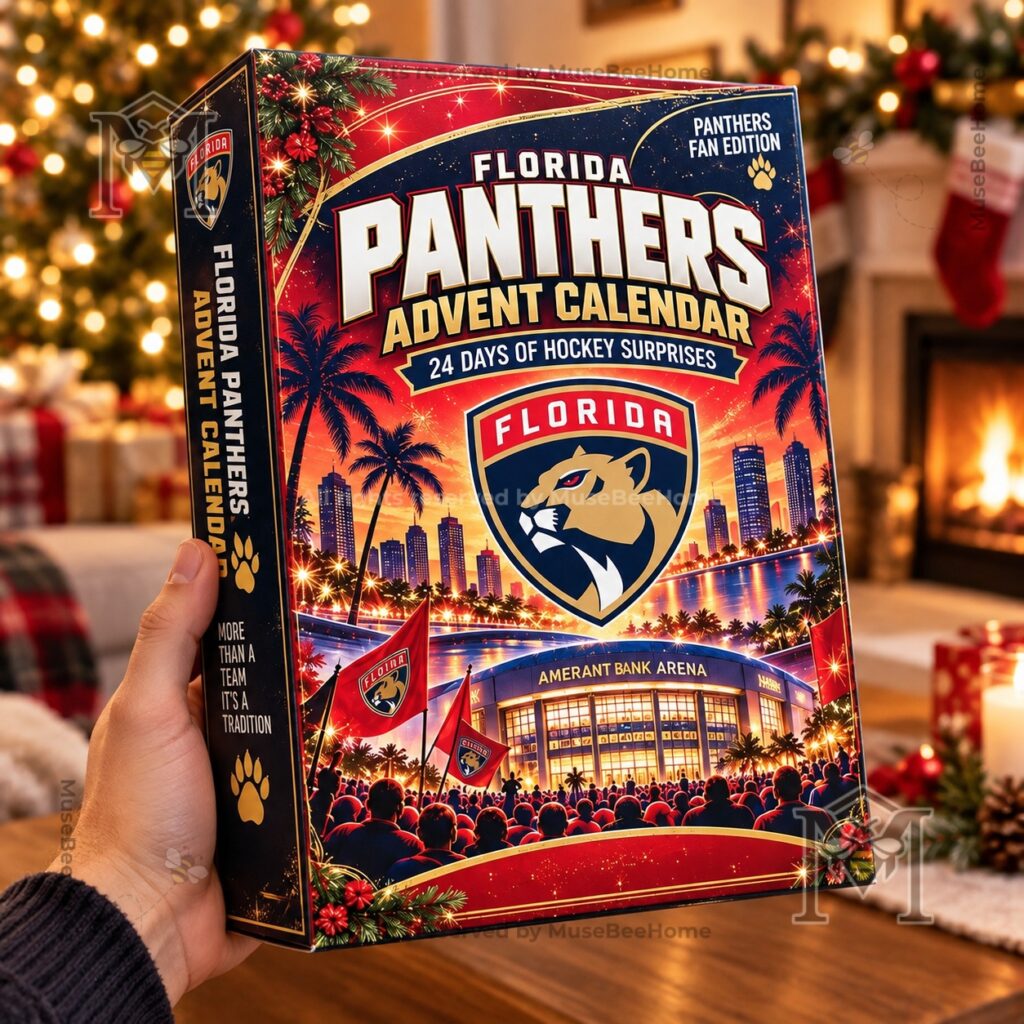 Florida Panthers Advent Calendar - full display with hockey collectibles