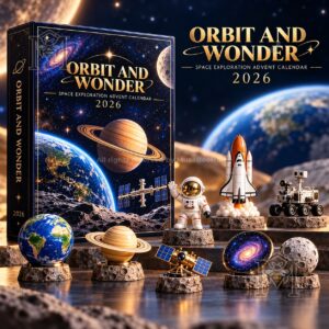 Orbit And Wonder Space Exploration 2026 Advent Calendar - front box with planets and space graphics
