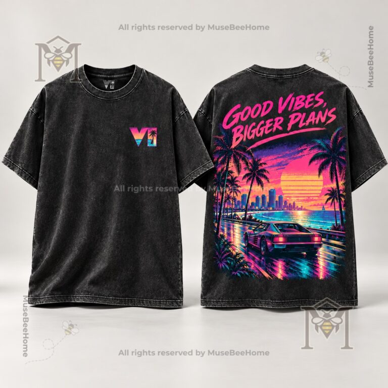 Grand Theft Auto VI Good Vibes Bigger Plans T-Shirt - front and back views