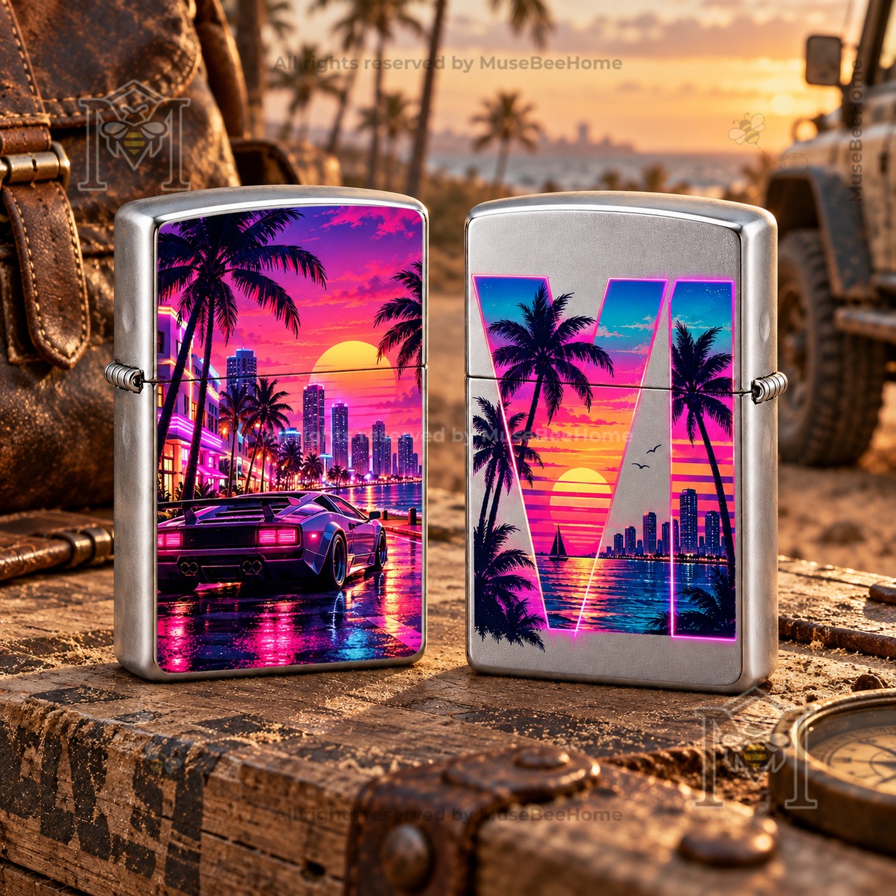 Grand Theft Auto VI Vice City Zippo Lighter - front and reverse designs