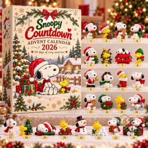 Peanuts Snoopy Advent Calendar Christmas 2026 - side panel with Christmas tree artwork