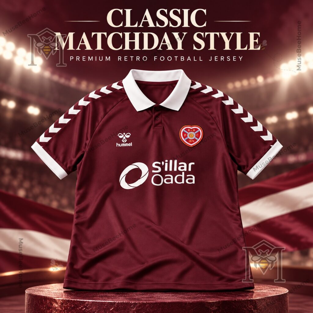 Heart of Midlothian FC Home Maroon Football Jersey - front view