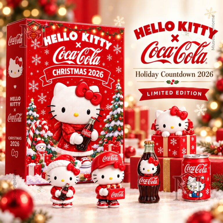 Hello Kitty Coca-Cola Christmas 2026 Advent Calendar front box and holiday collectibles