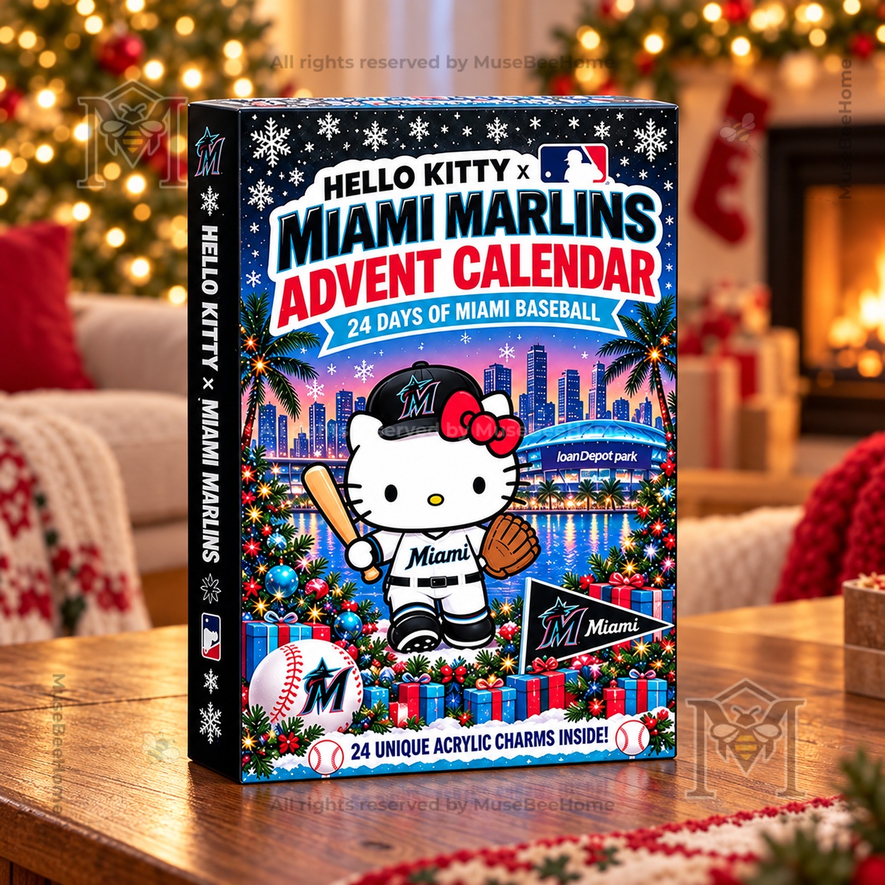Hello Kitty x Miami Marlins Christmas Advent Calendar - front and side box view