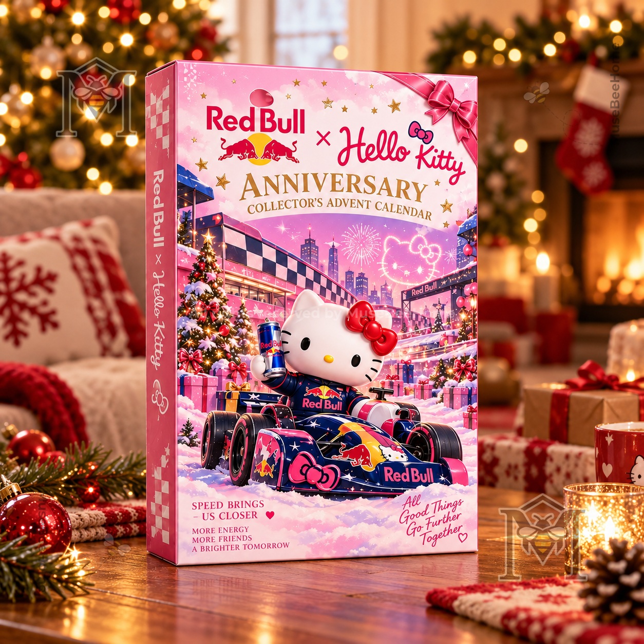 Red Bull Hello Kitty Advent Calendar - front box view with racing car artwork