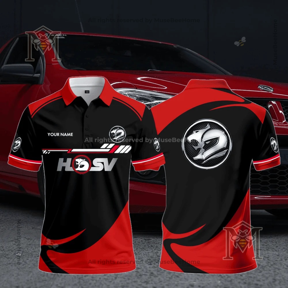 Holden Special Vehicles HSV Automotive Logo Polo - front and back views with vehicle emblem