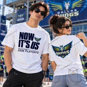 Dallas Wings playoff shirt close-up showing front typography