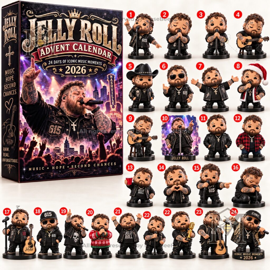 Jelly Roll 2026 Christmas Advent Calendar - side panel with music-themed lettering