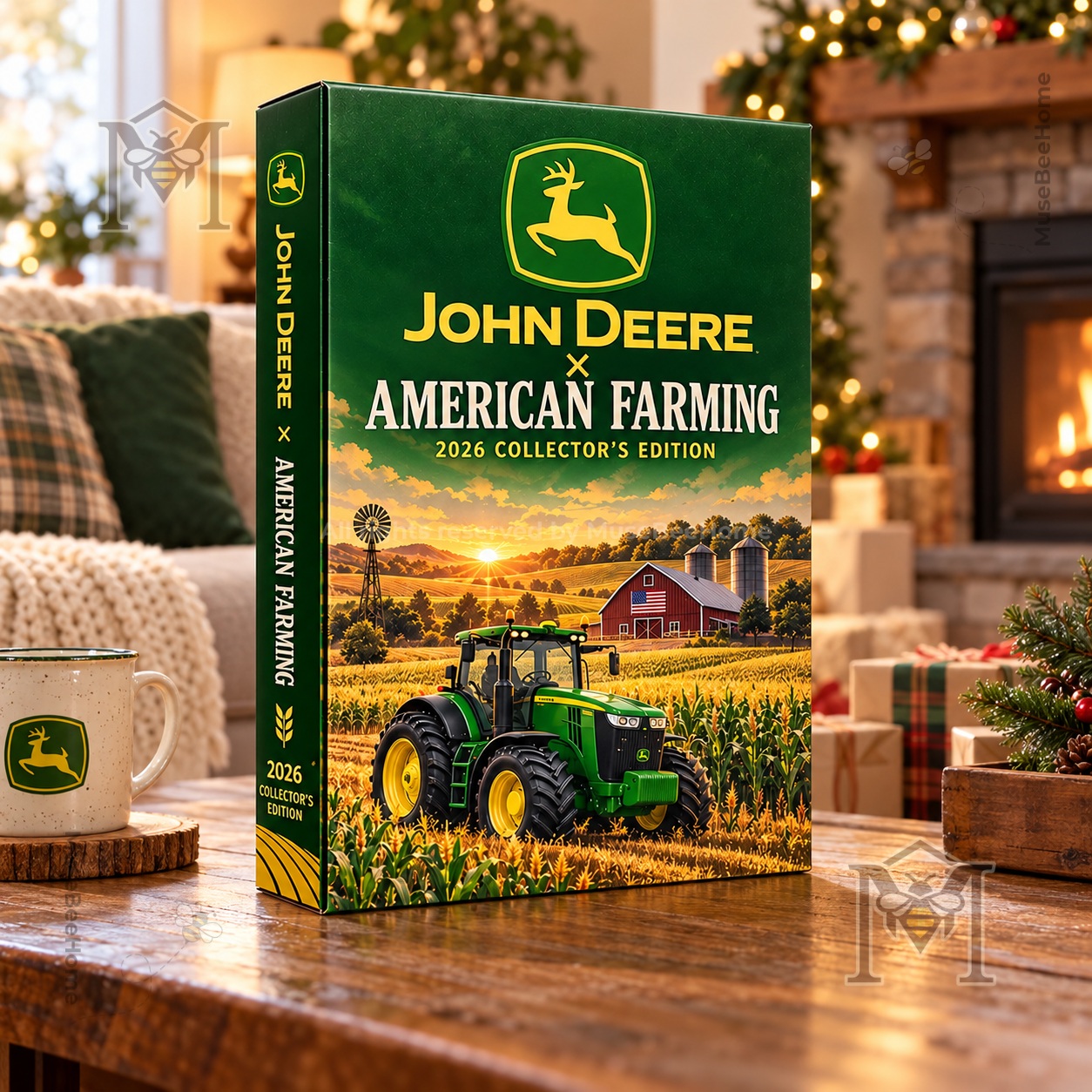 John Deere American Farming Advent Calendar 2026 - front and side views with tractor artwork