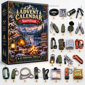 Survival Kit 24-Day Advent Calendar - close-up of survival tools