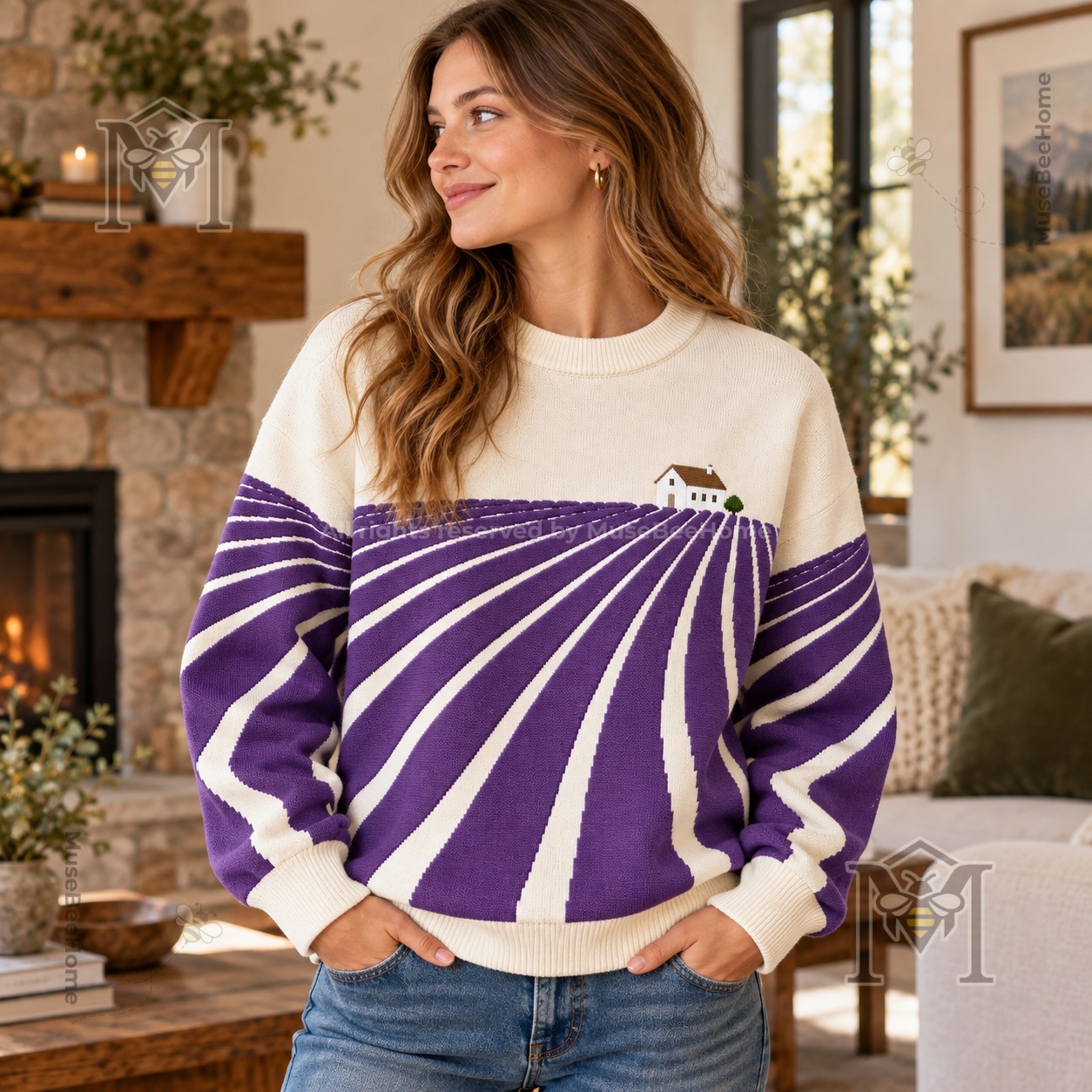 Lavender Field Cottage Pullover Sweatshirt - photo 2