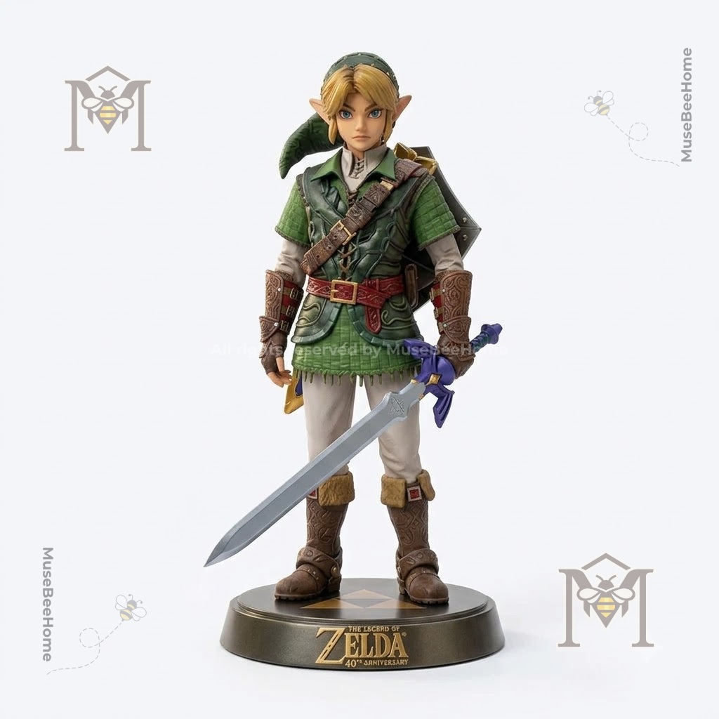 Box side panel displaying illustrated Link artwork and gold border
