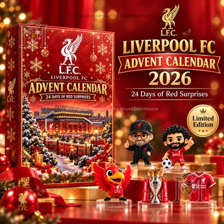 Liverpool Football Club 2026 advent calendar front box with festive stadium artwork
