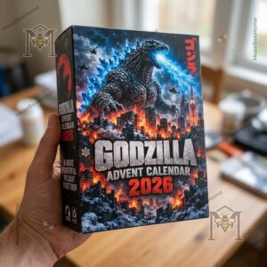 Godzilla Advent Calendar 2026 - full display showing packaging and all numbered ornaments