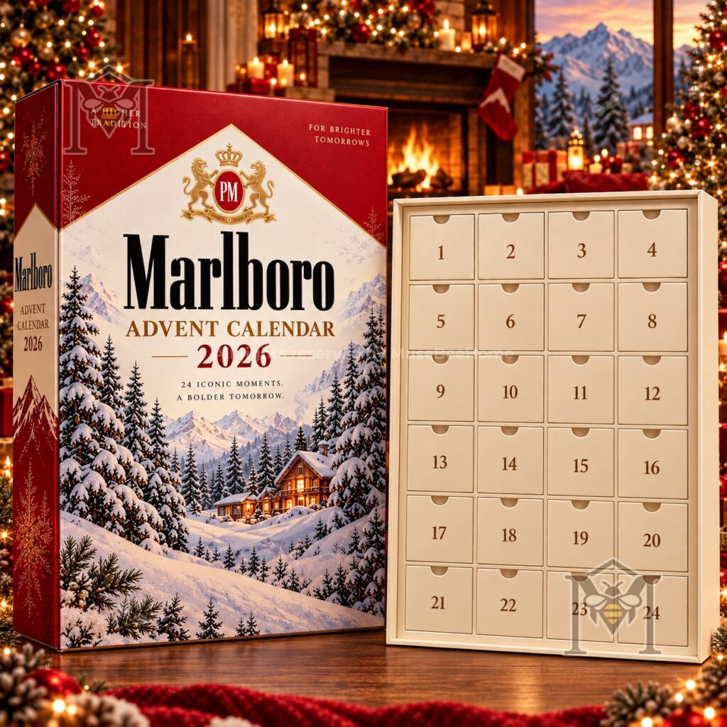 Marlboro 2026 Snowy Mountain Advent Calendar - side panel with branding