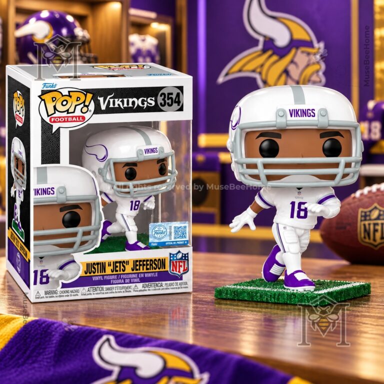 Minnesota Vikings Justin Jefferson Funko Pop - boxed figure and front-facing display view