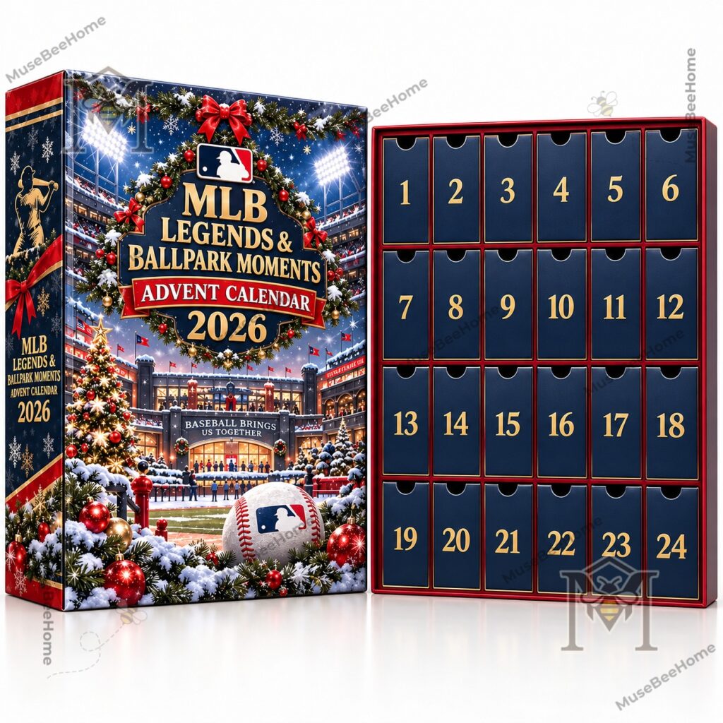 MLB 2026 Legends & Ballpark Moments Advent Calendar - numbered player ornaments display