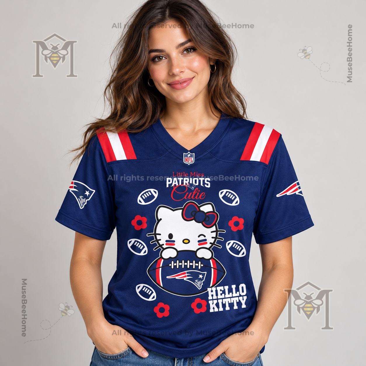 New England Patriots Hello Kitty Football Custom Jersey 2026 - photo 3