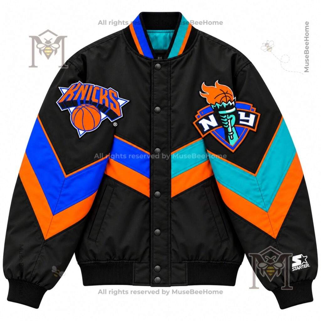 New York Knicks Retro Colorblock Matte Bomber Jacket - photo 2