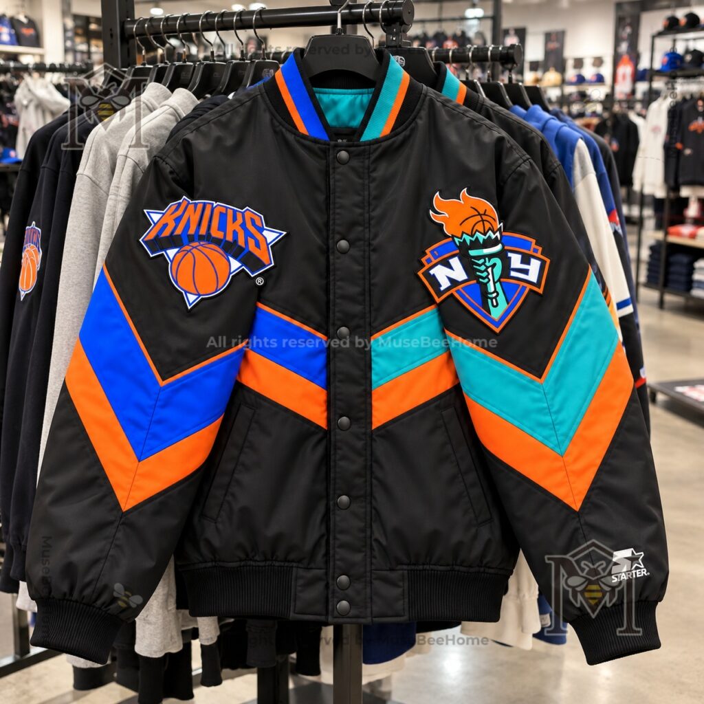 New York Knicks Retro Colorblock Matte Bomber Jacket - photo 4