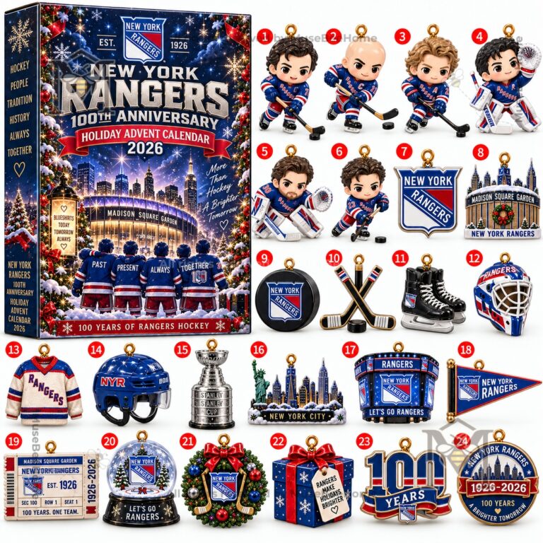 Calendar side panel showing Rangers anniversary text and hockey tradition slogan