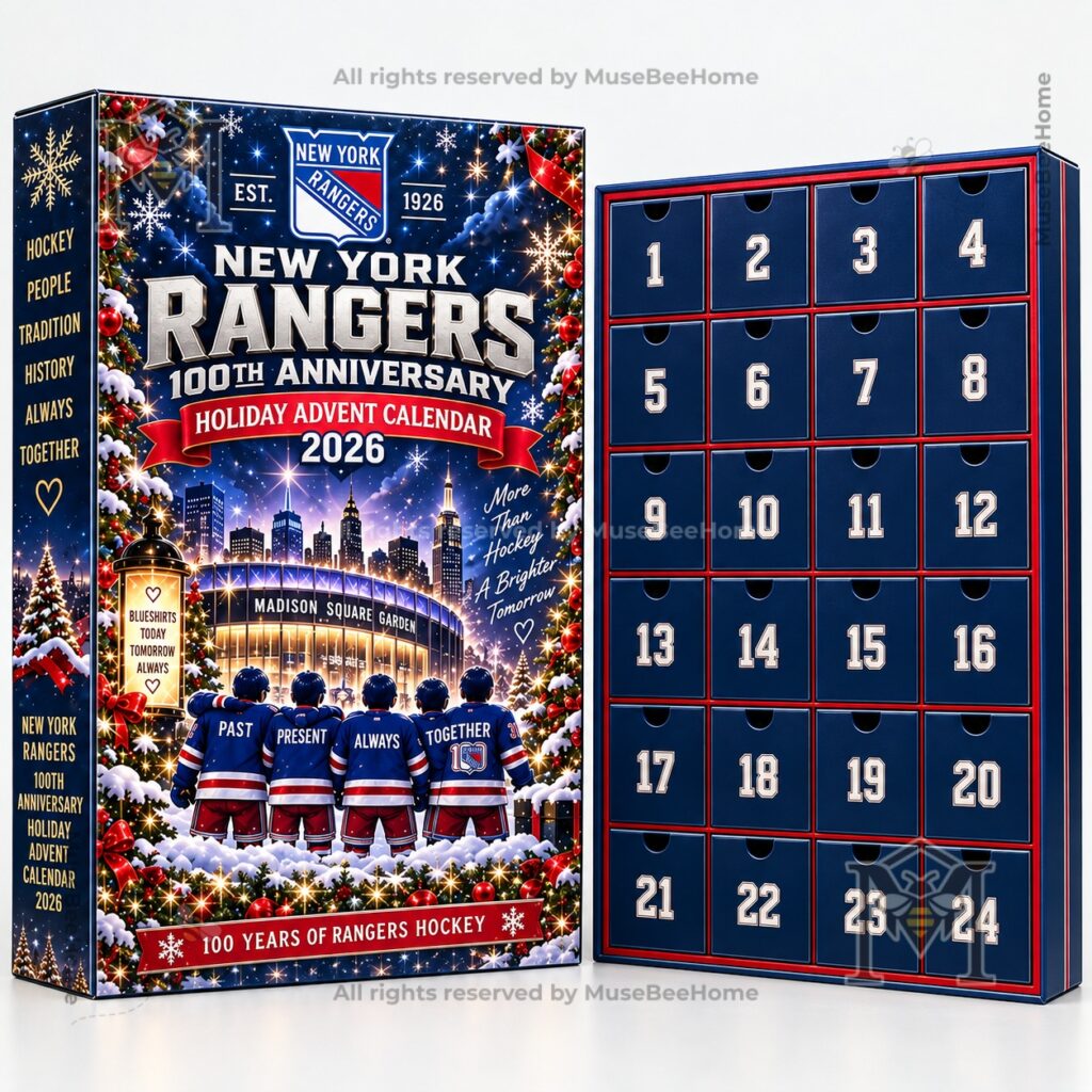 Front design featuring Madison Square Garden skyline and illustrated hockey players