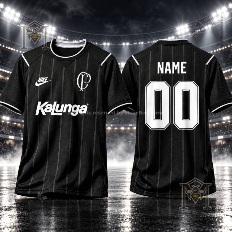 Nike Corinthians Paulista Kalunga Retro Black Football Jersey - front and back views