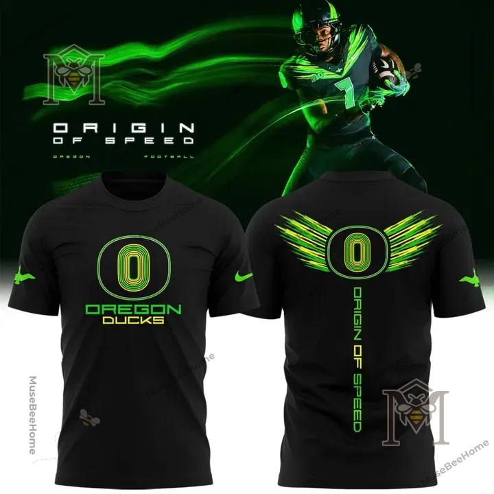 Nike Oregon Ducks Origin of Speed T-Shirt - front and back views with number 0 graphics