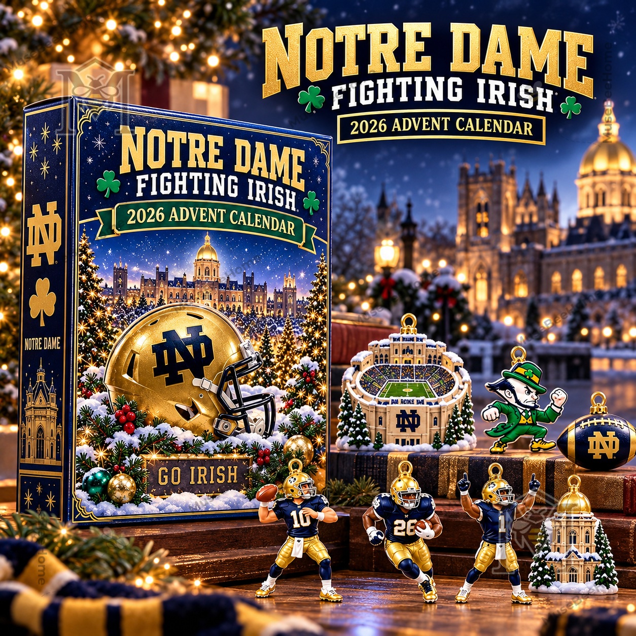 Notre Dame Fighting Irish 2026 Advent Calendar - front box with football helmet design