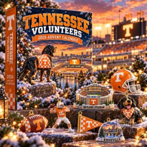 Tennessee Volunteers 2026 Advent Calendar - front box artwork with Neyland Stadium and football graphics